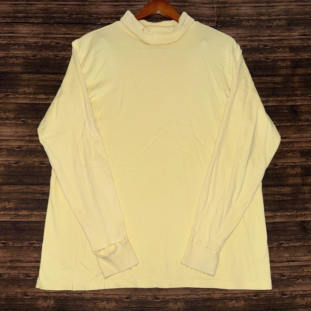 Vtg Medalist Men's Long Sleeve T Shirt Single Stitch Size XL Yellow Turtle Neck